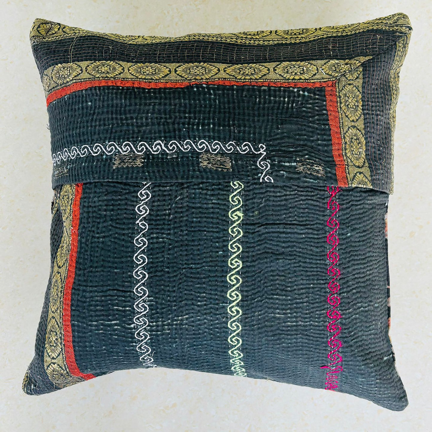 Sundar Embroidery Silk Cushion- 016