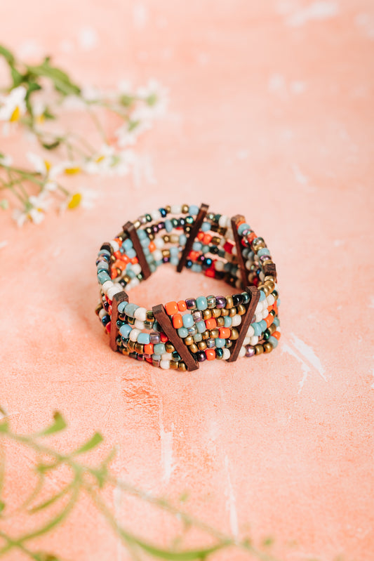 Bracelet Bead & Wood Combination - Multi (BCBRB 048)