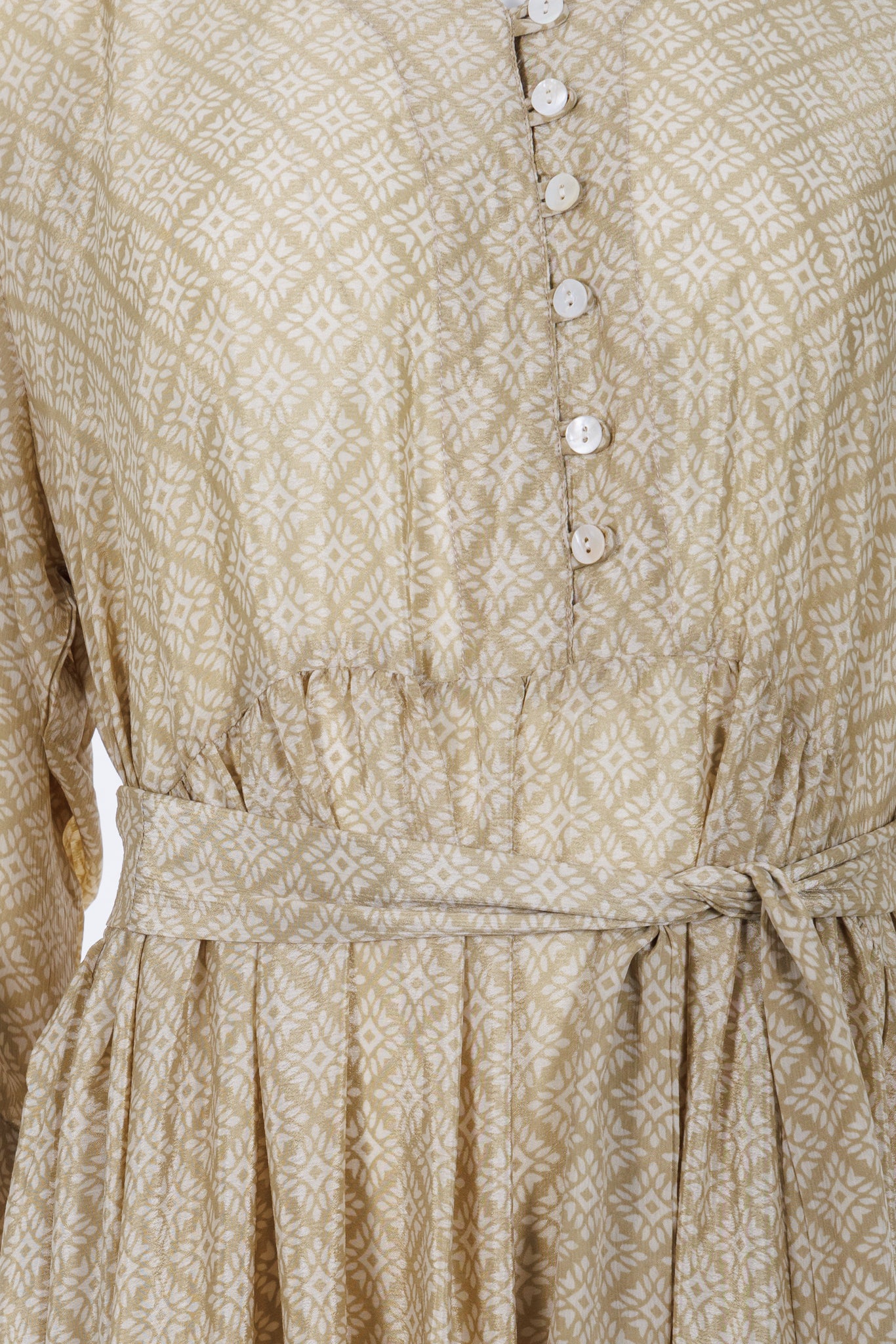 Prairie V-neck Silk Dress XL - Light Sage/Natural 005