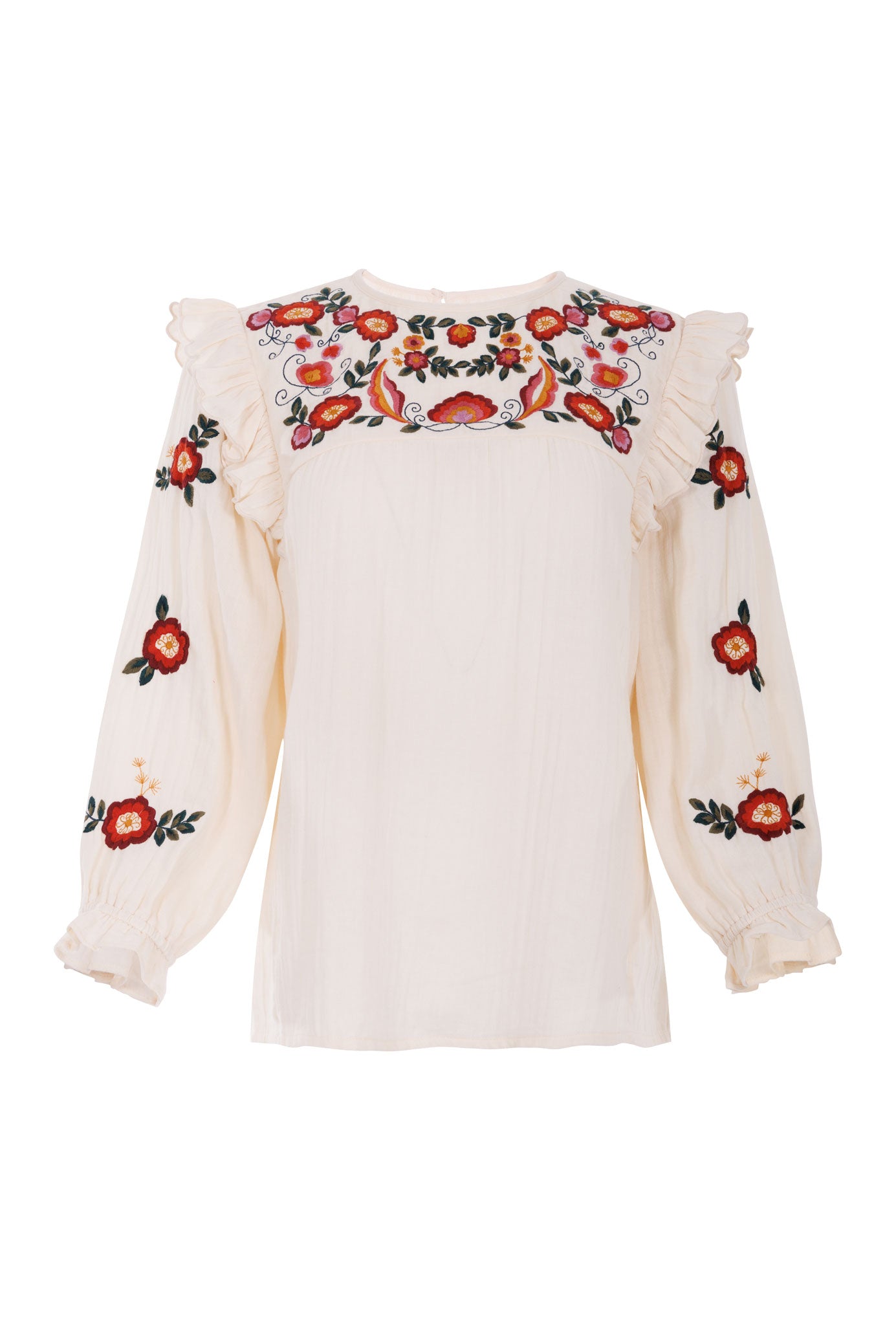 Nadia Embroidered Blouse in Natural