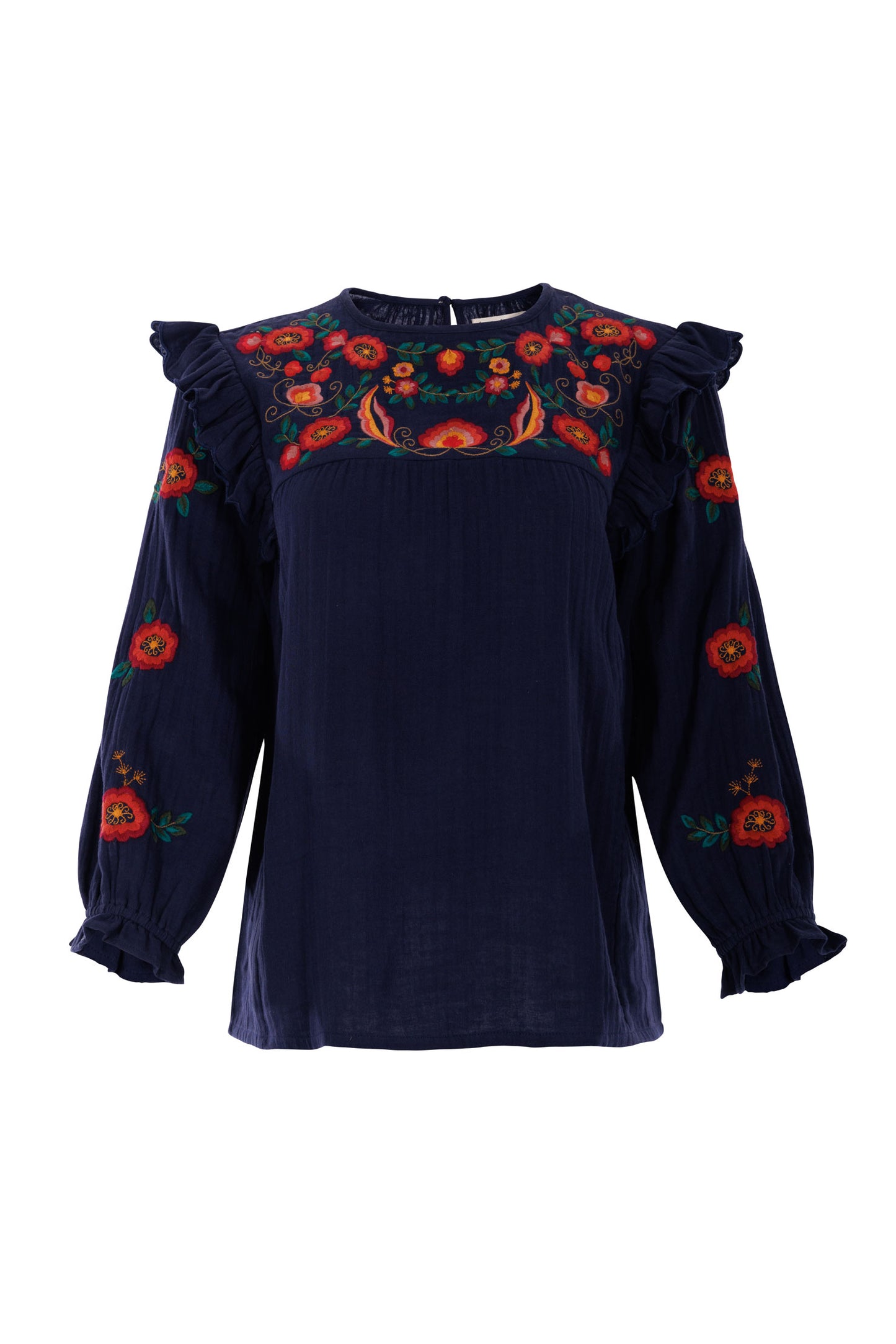 Nadia Embroidered Blouse in Midnight