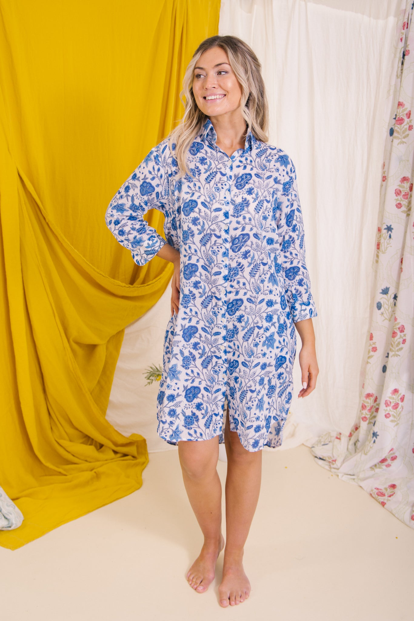 Chloe Shirt Dress - Blue Floral