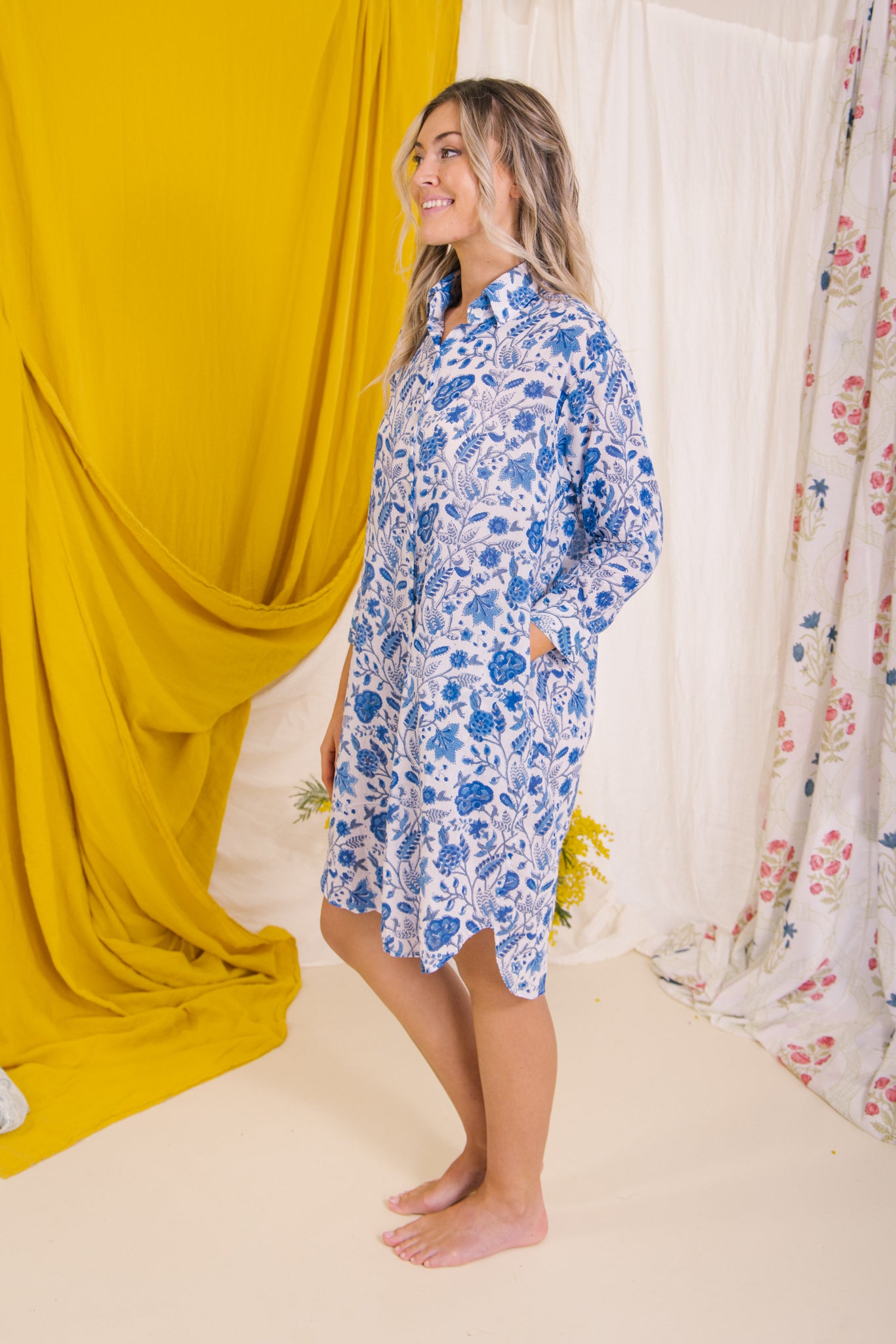 Chloe Shirt Dress - Blue Floral