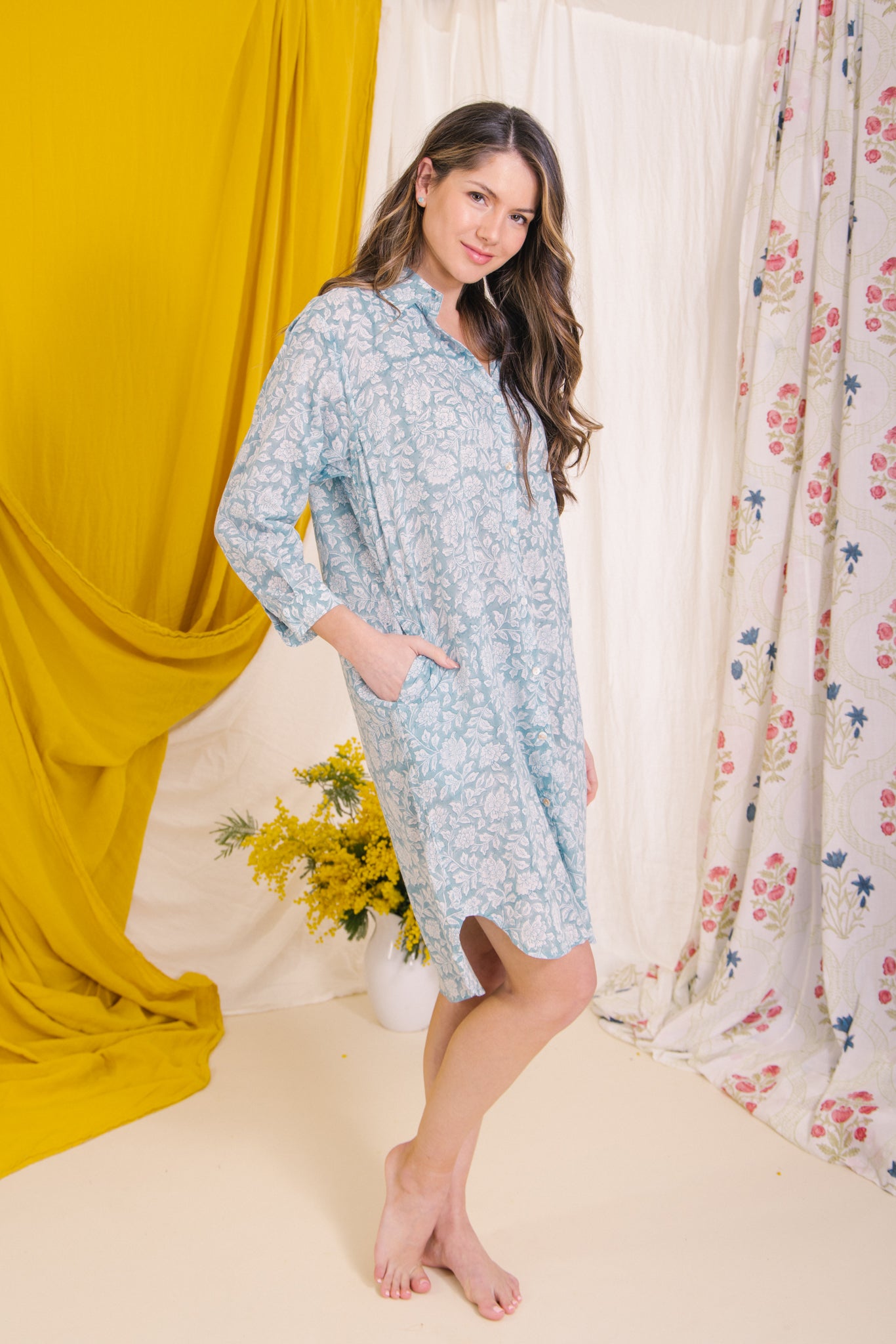 Chloe Shirt Dress - Duck Egg