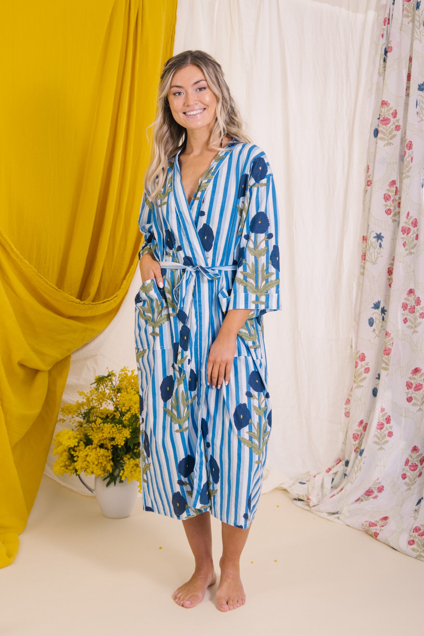 Dressing Gown/Robe - Blue Poppy