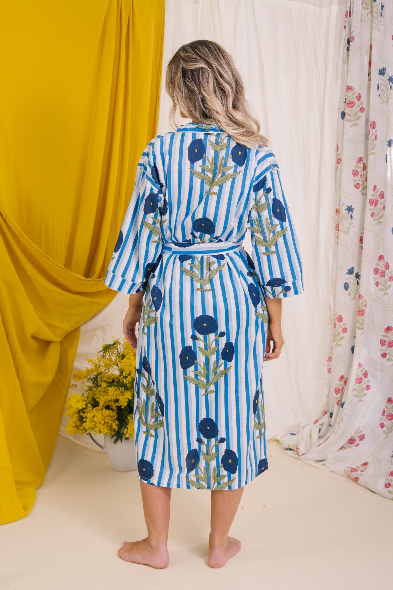 Dressing Gown/Robe - Blue Poppy