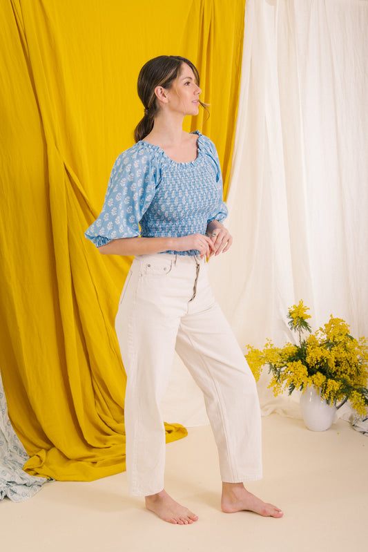 Mona Smock Top -Vintage Blue (AVAILABLE FOR PREORDER )