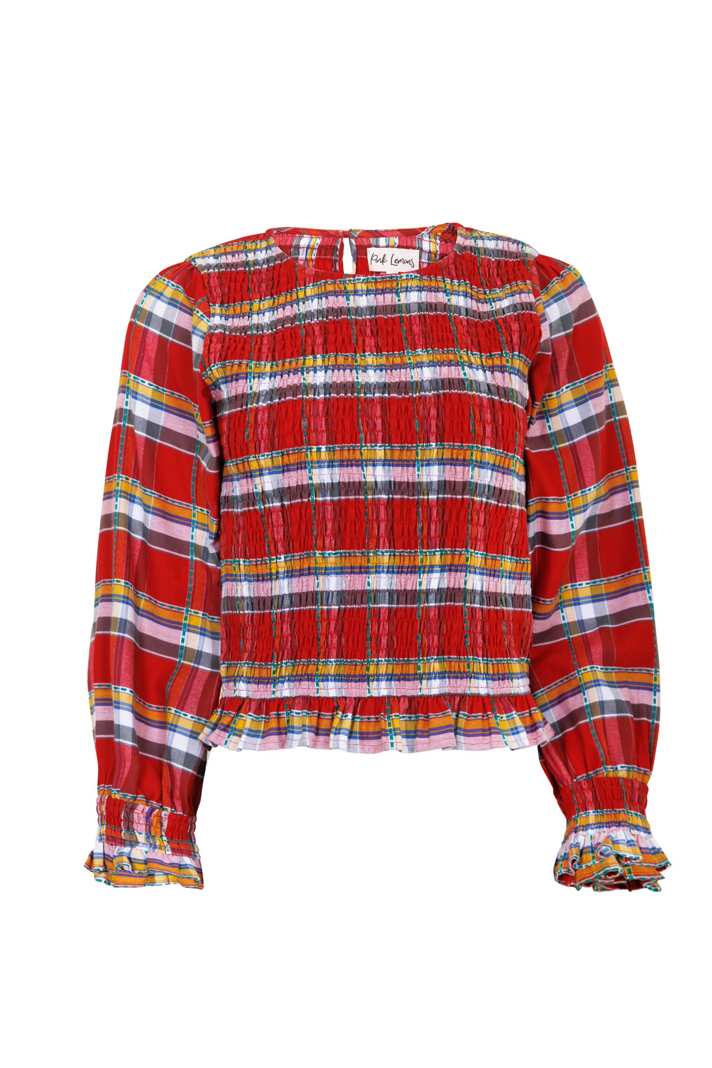 Mary Jane Smock Top - Red Tartan Multi