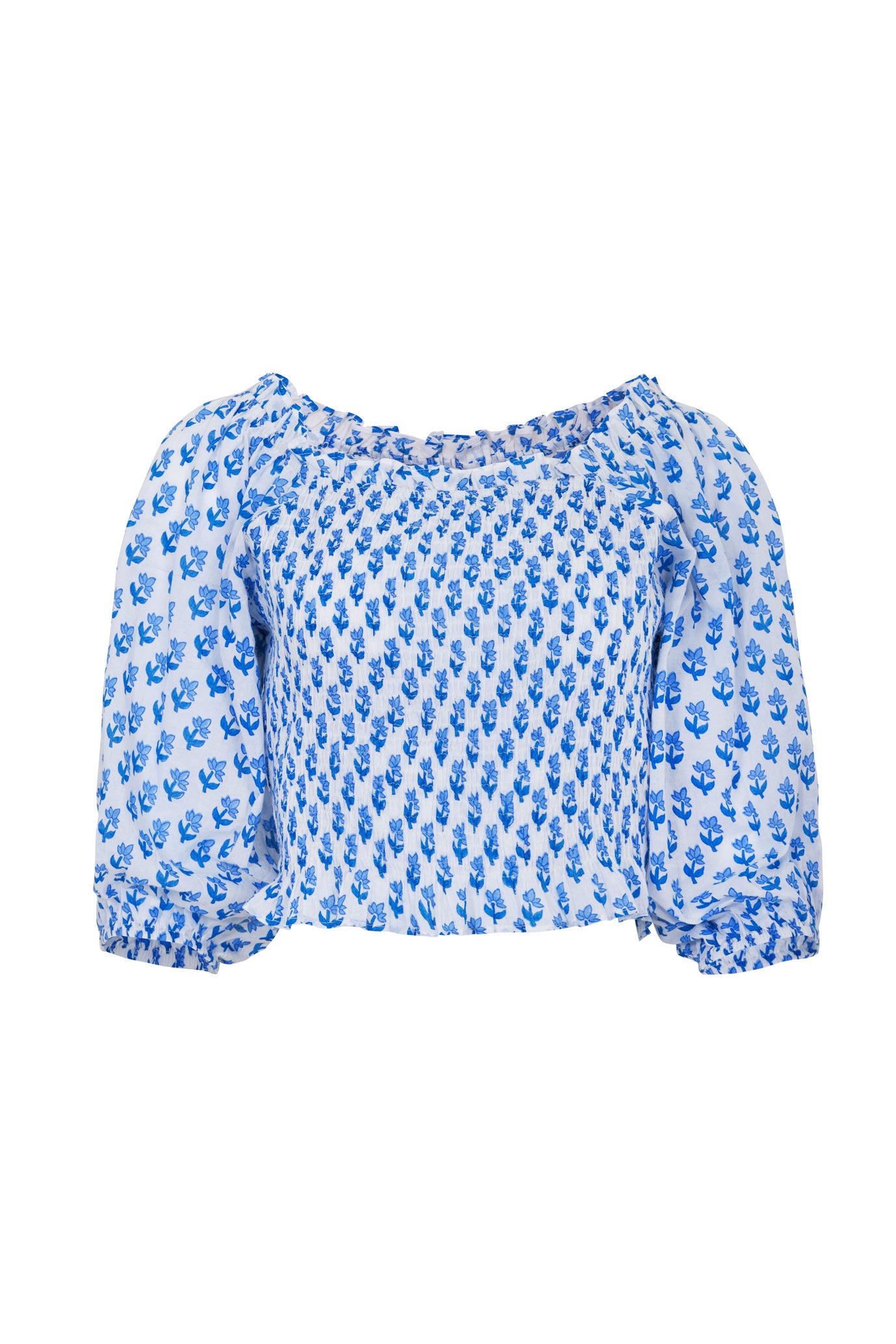 Flores Smock Top - Blue