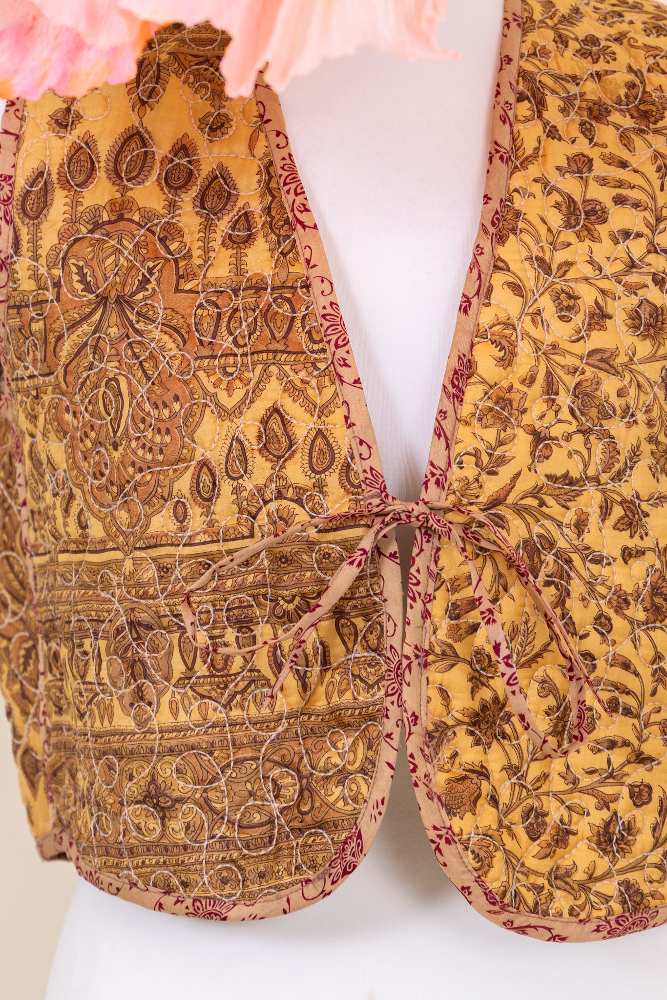 Aditi Silk Kantha Reversible Waistcoat L - 011