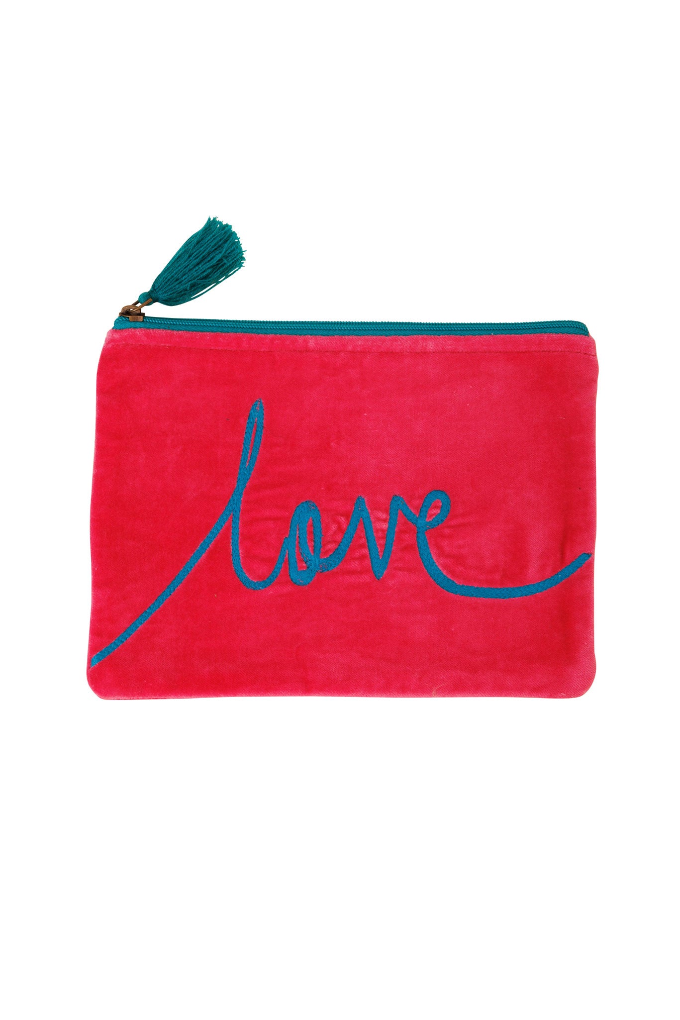 Velvet Love Pouch in Pink & Aqua