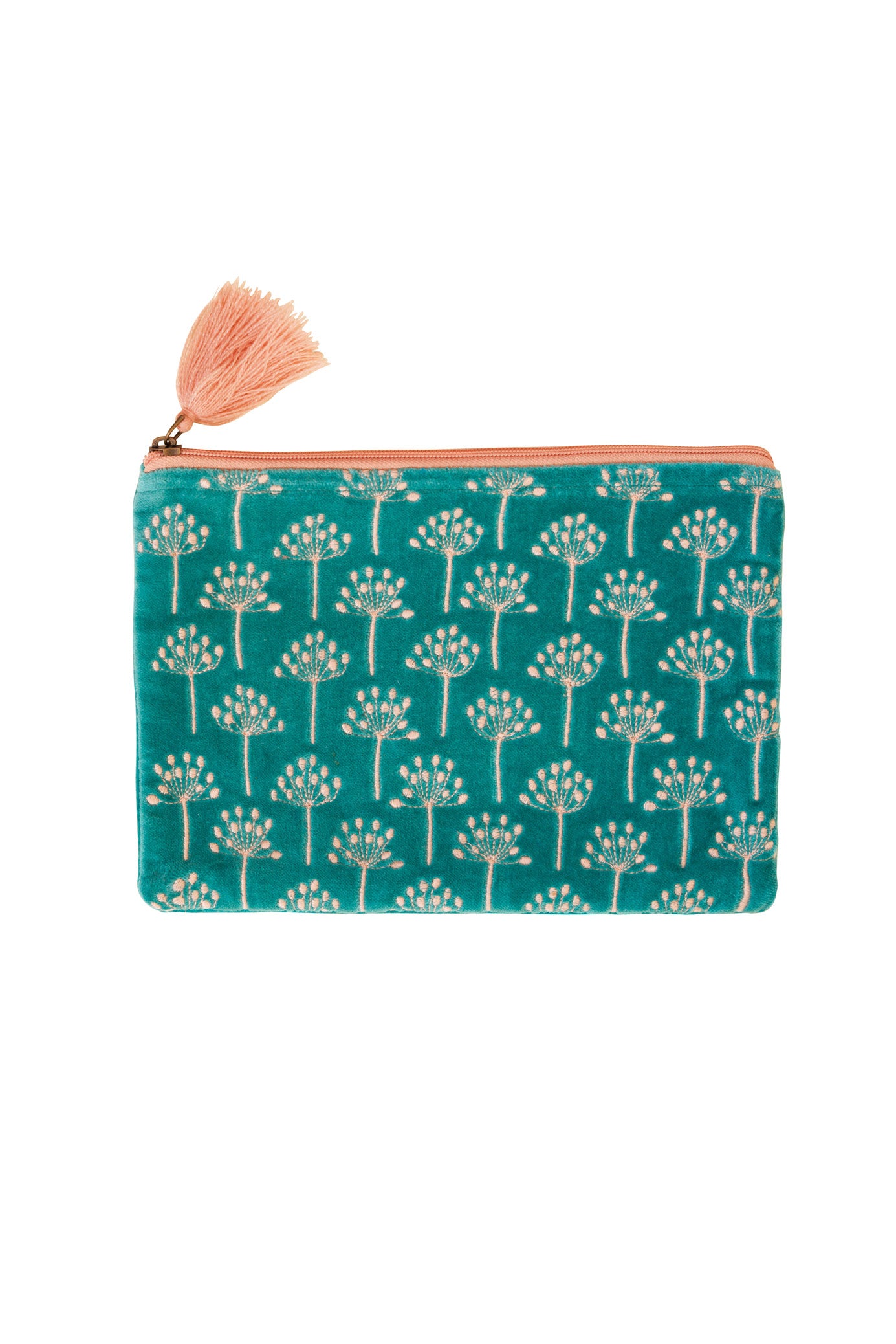 Velvet Thistle Pouch in Aqua & Pink