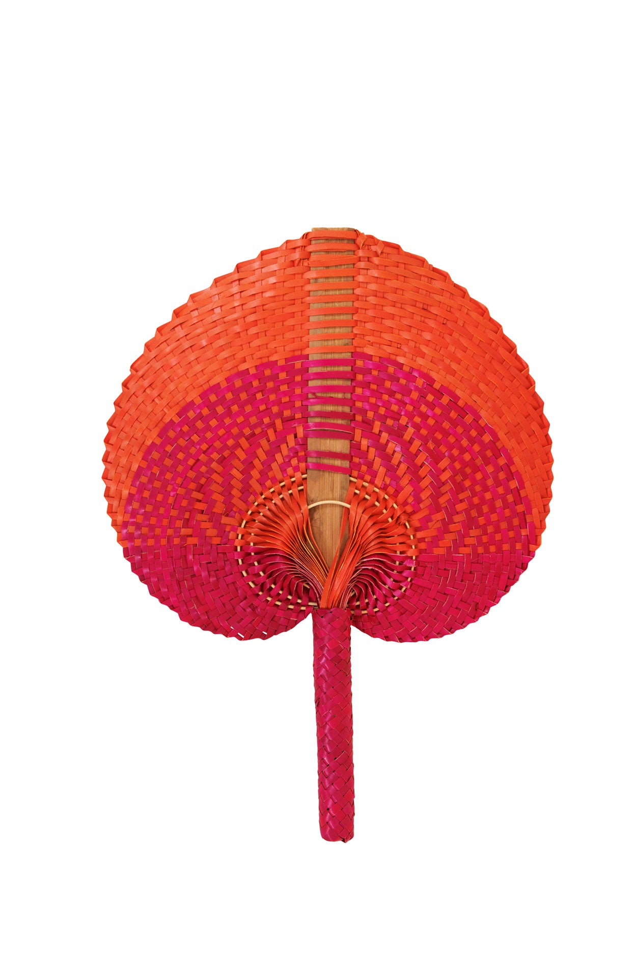 Raffia Hand Fan in Pink/Orange