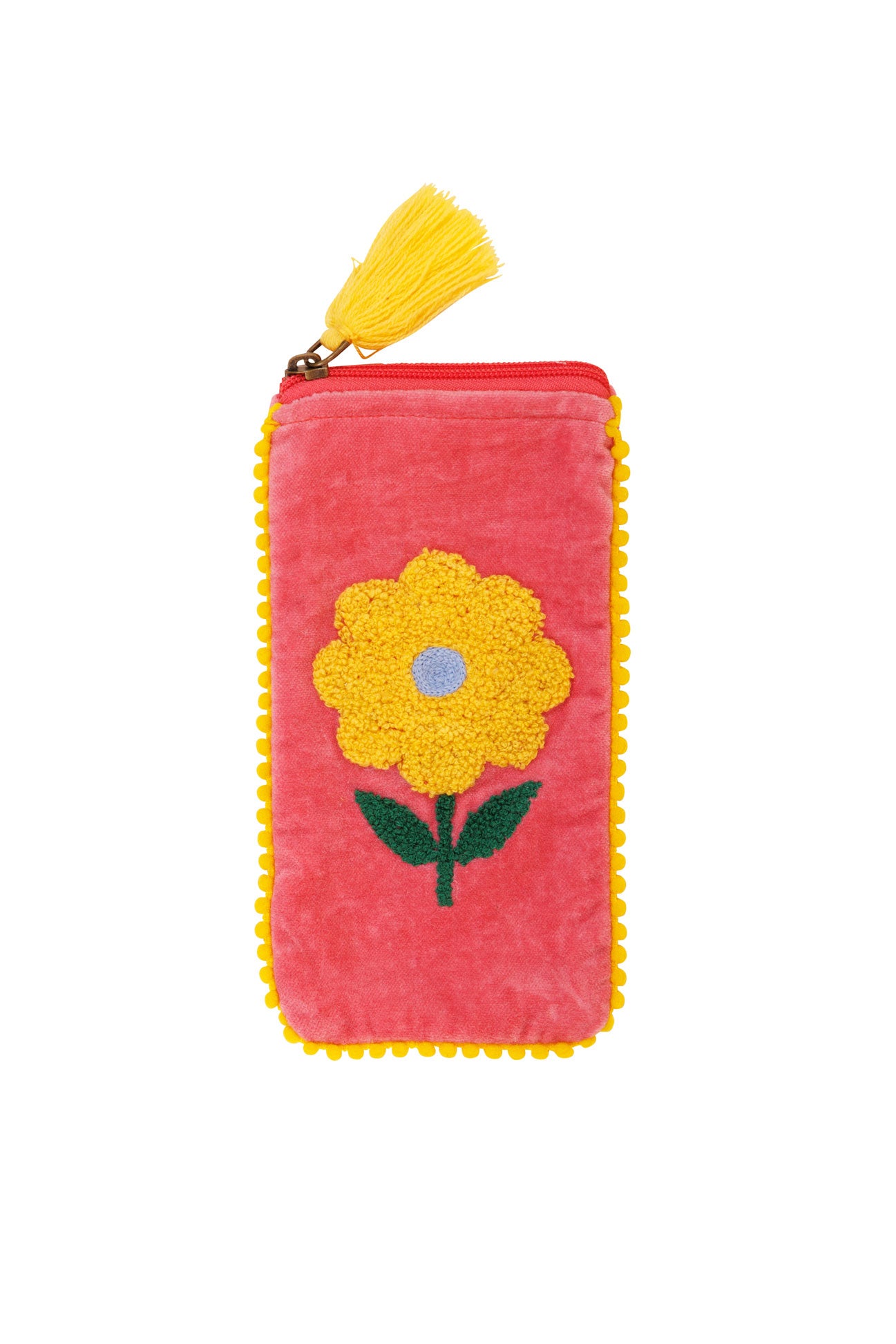 Velvet Flower Glasses Pouch - Pink & Yellow