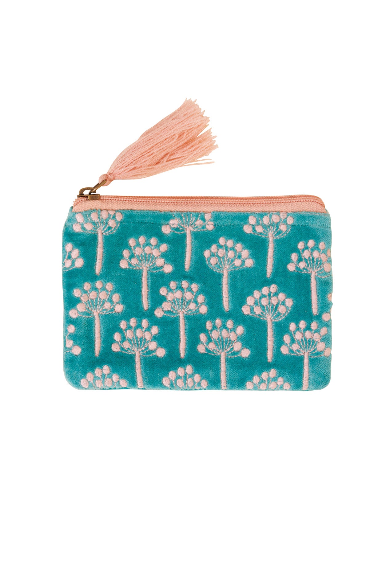 Velvet Thistle Pouch in Aqua & Pink