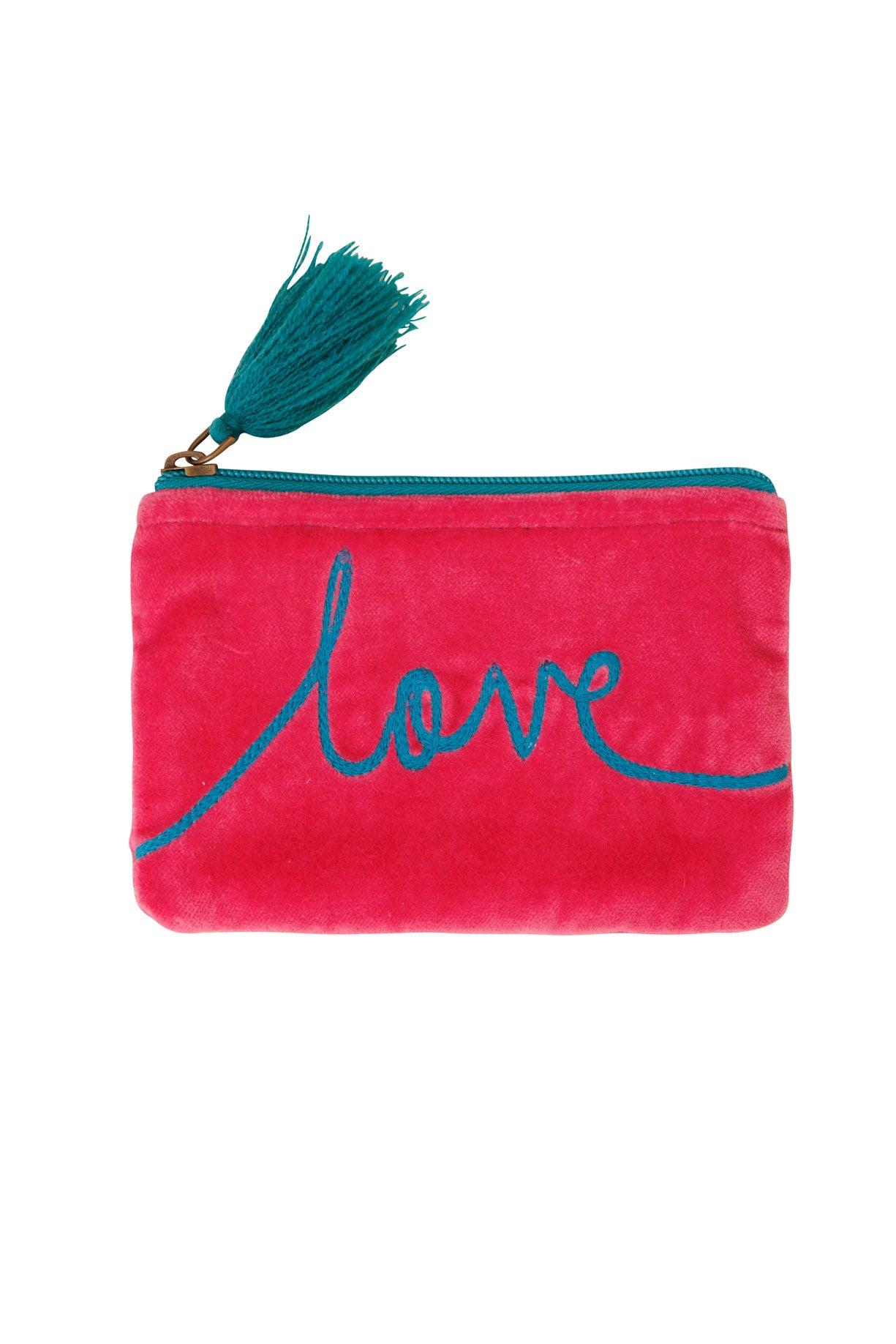 Velvet Love Pouch in Pink & Aqua