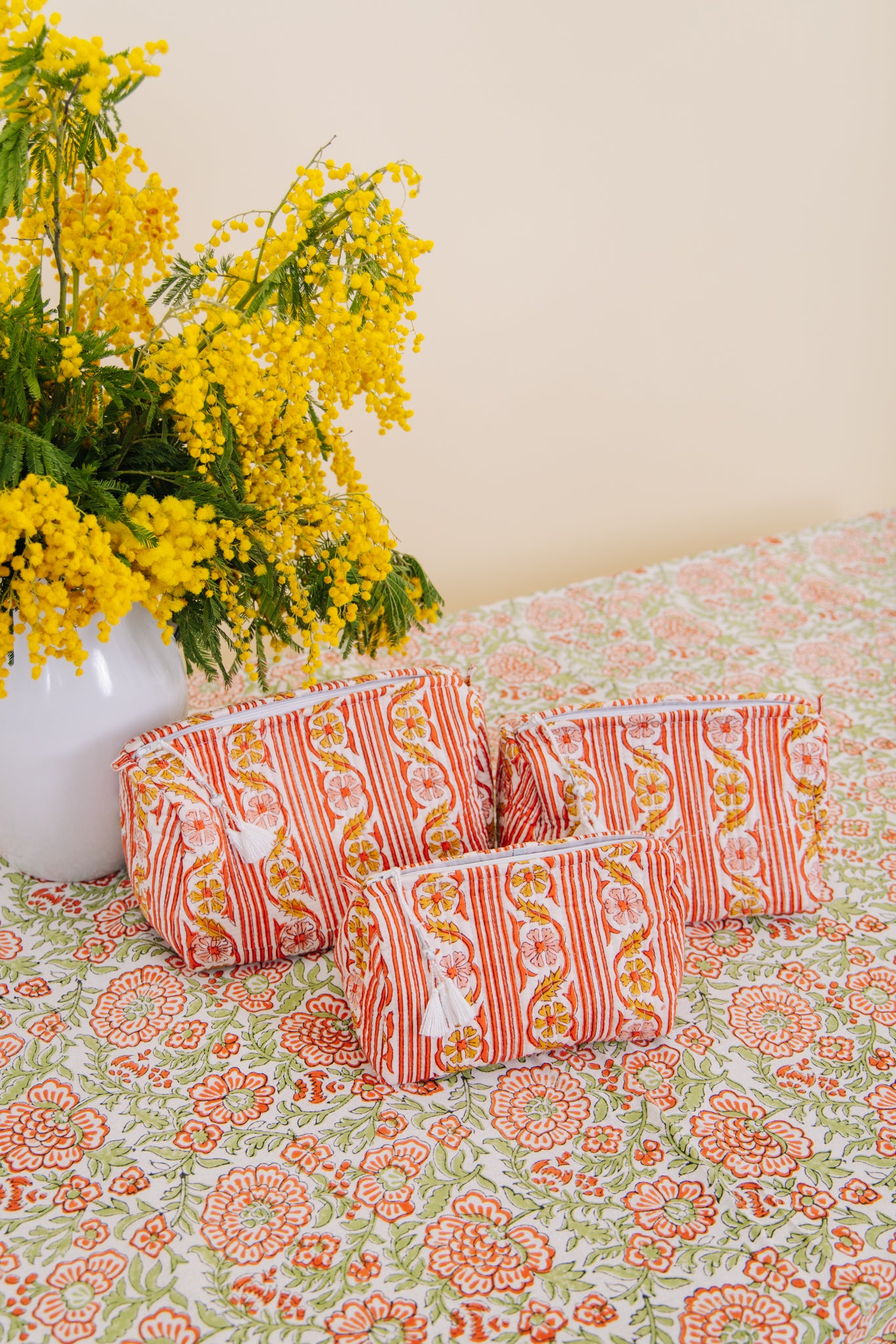 Block Print Wash Bag - Retro Stripe