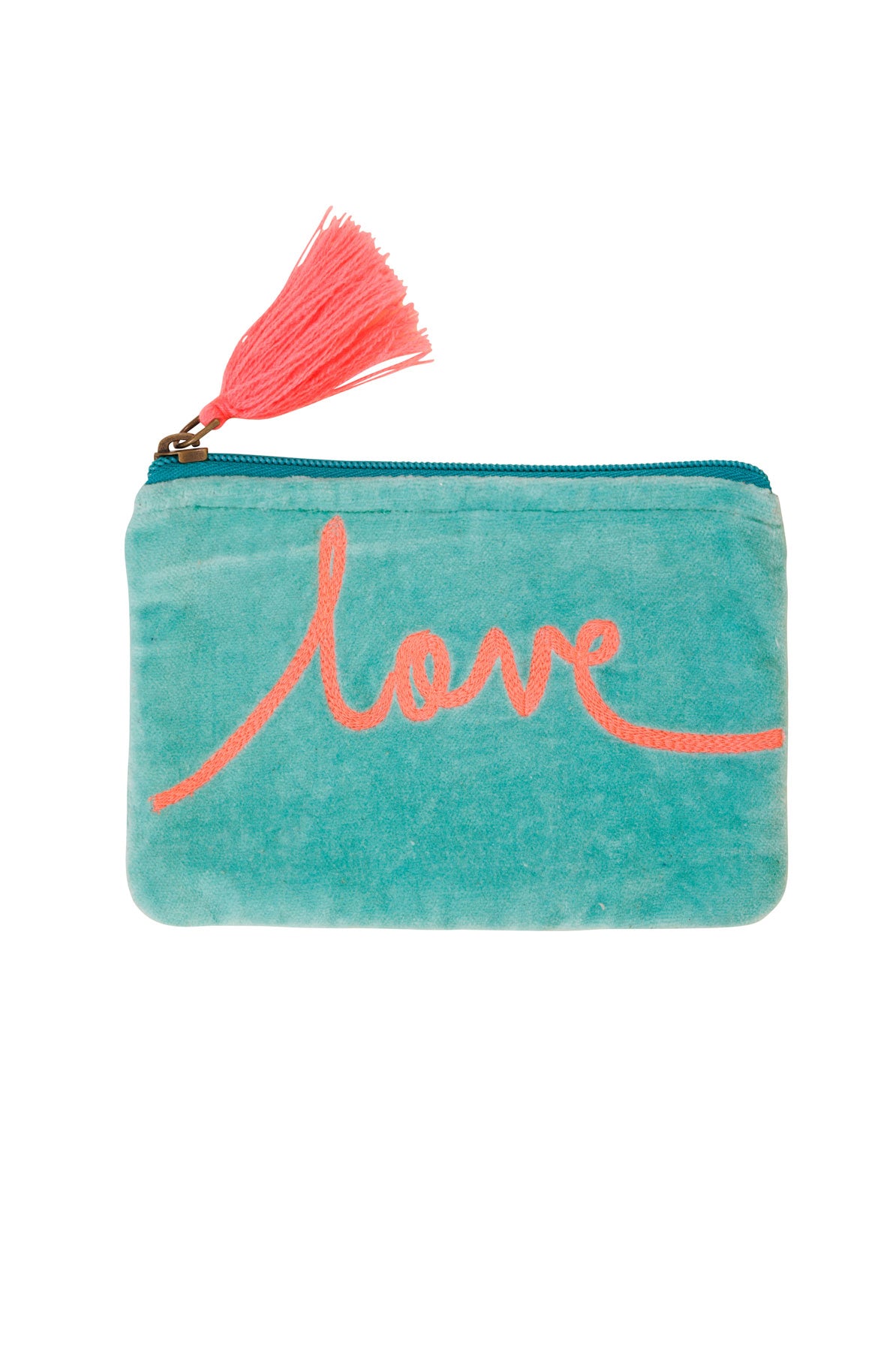 Velvet Love Pouch in Mint & Pink