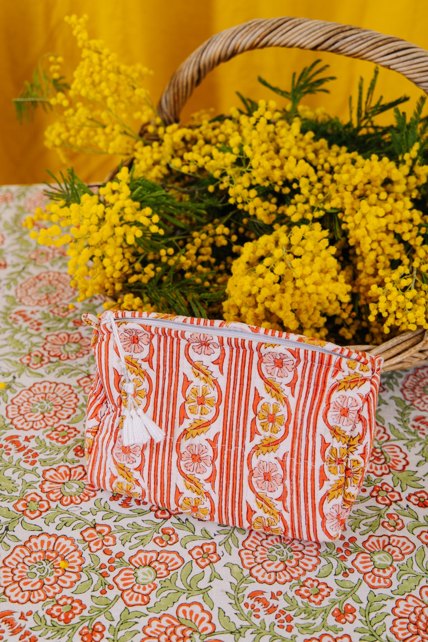 Block Print Wash Bag - Retro Stripe