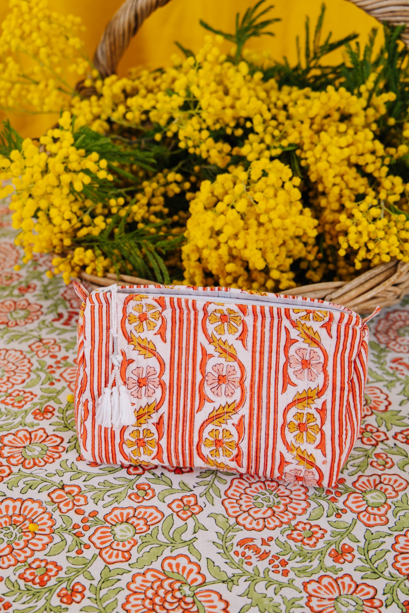 Block Print Wash Bag - Retro Stripe