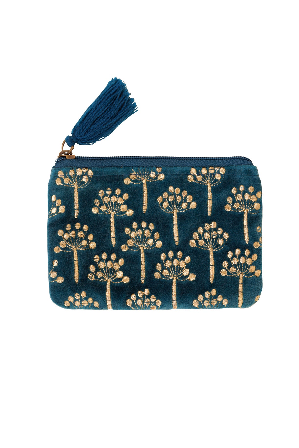 Velvet Thistle Pouch in Green & Gold