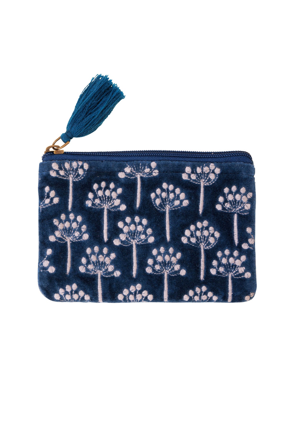 Velvet Thistle Pouch in Navy & Silver