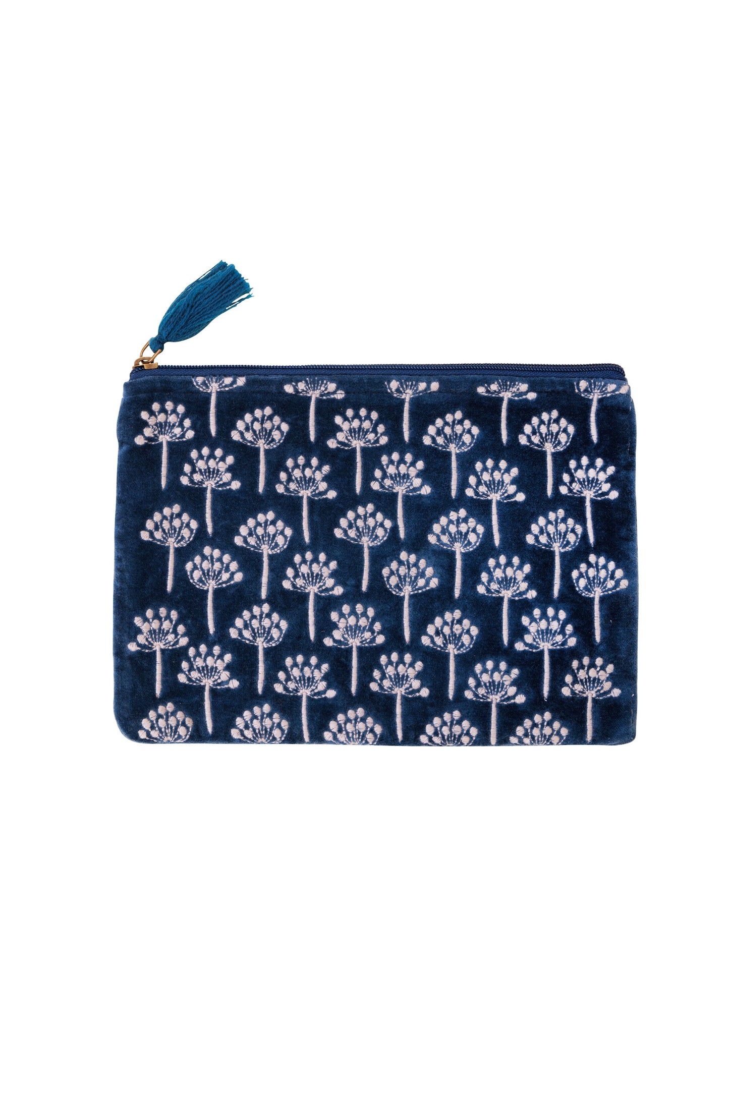 Velvet Thistle Pouch in Navy & Silver