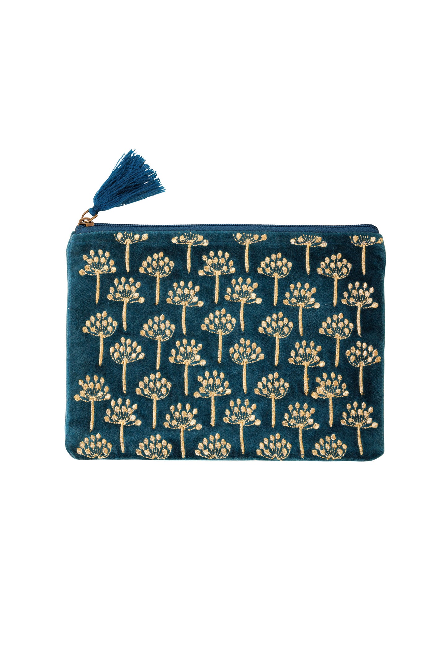 Velvet Thistle Pouch in Green & Gold