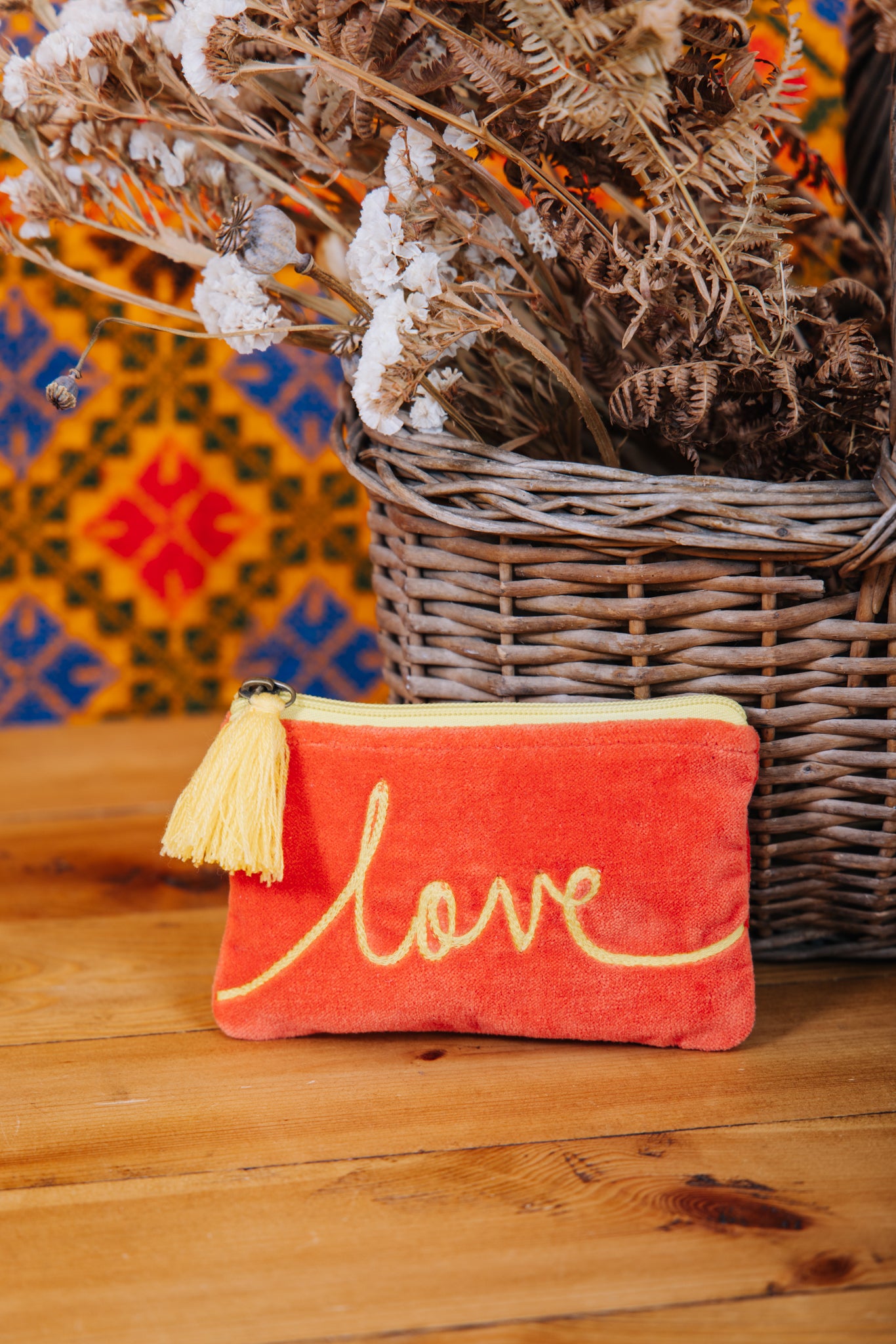 Velvet Love Pouch in Orange & Yellow