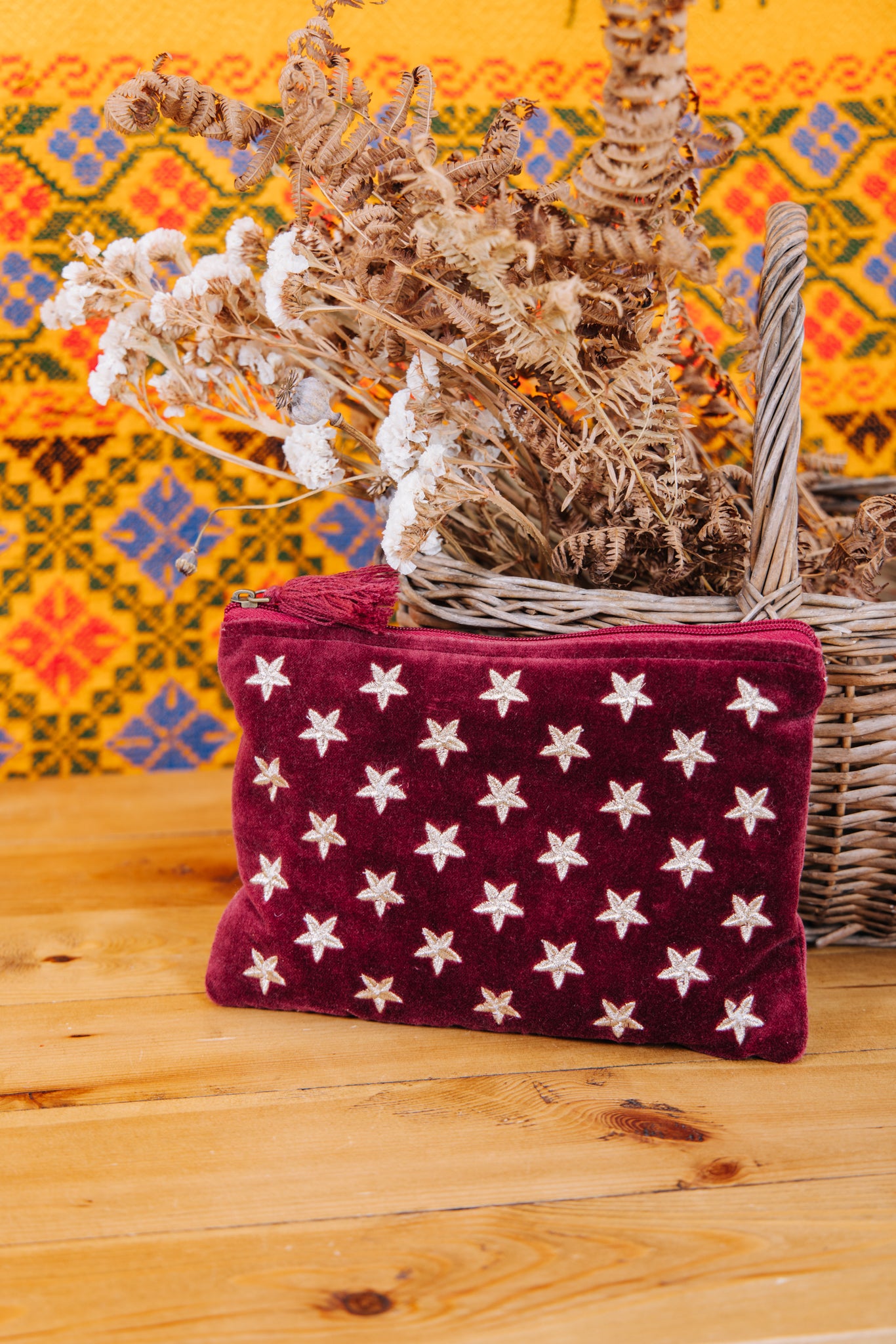 Velvet Star Pouch - Burgundy & Gold (AVAILABLE TO PREORDER)