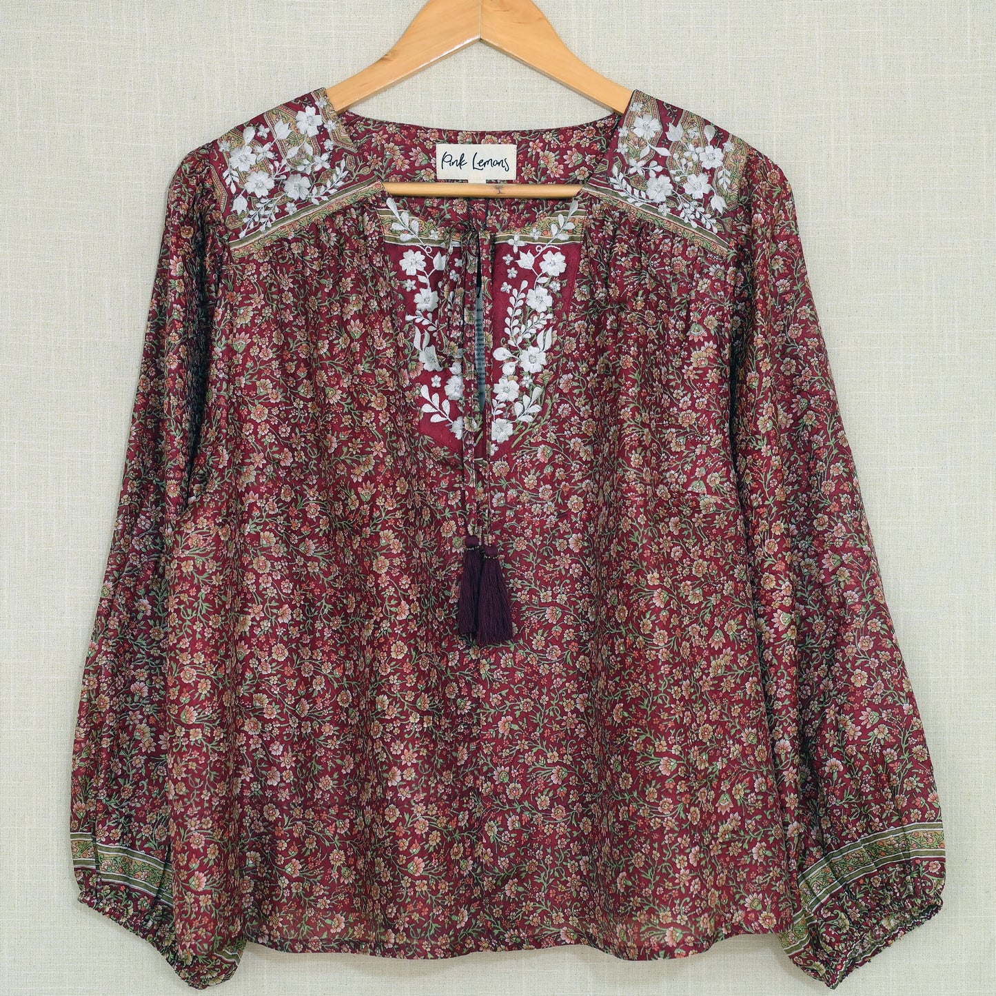 Lolita Embroidered Silk Blouse M - 040