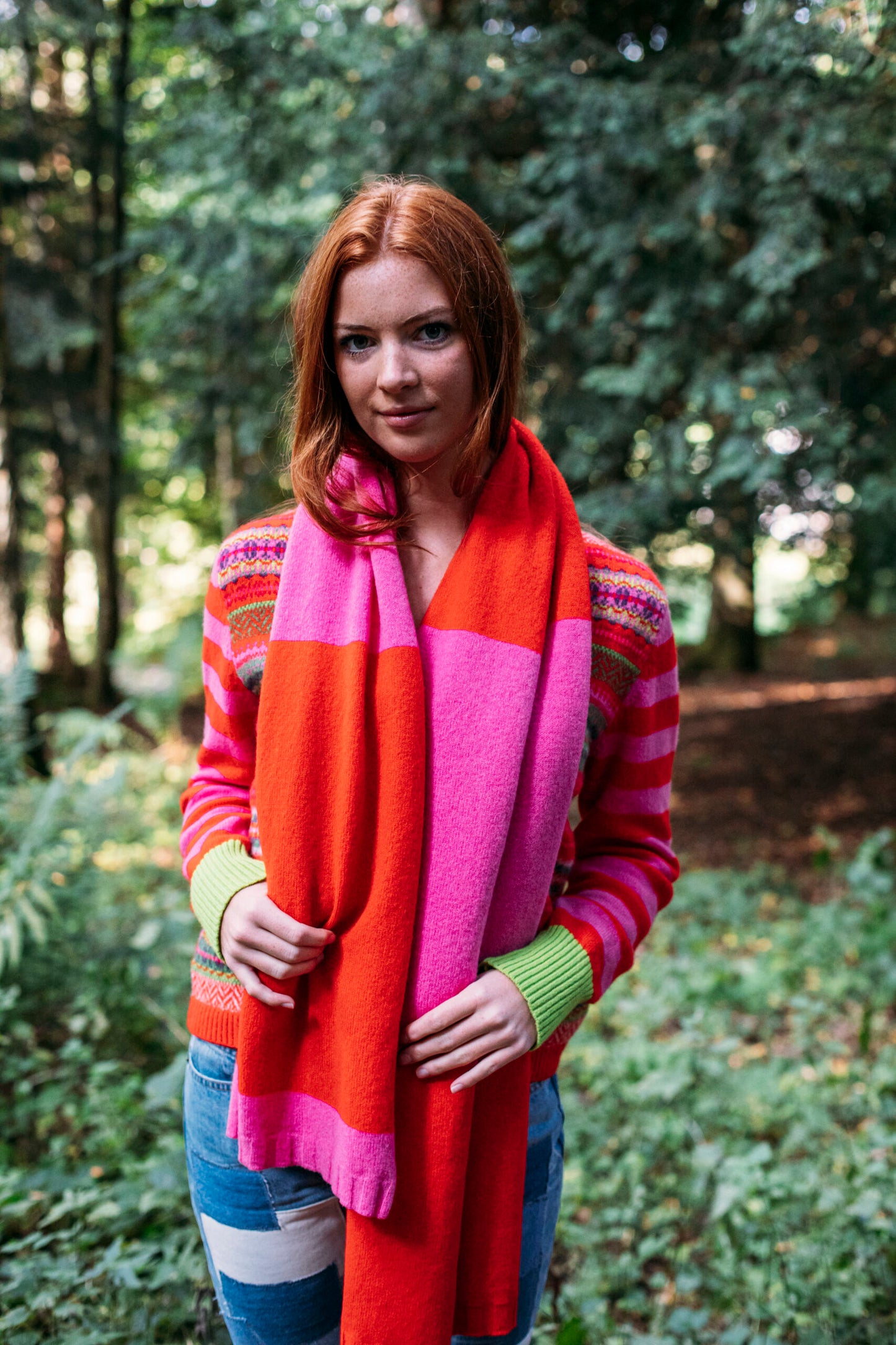 Bowden Colour Block Stole in Bubblegum