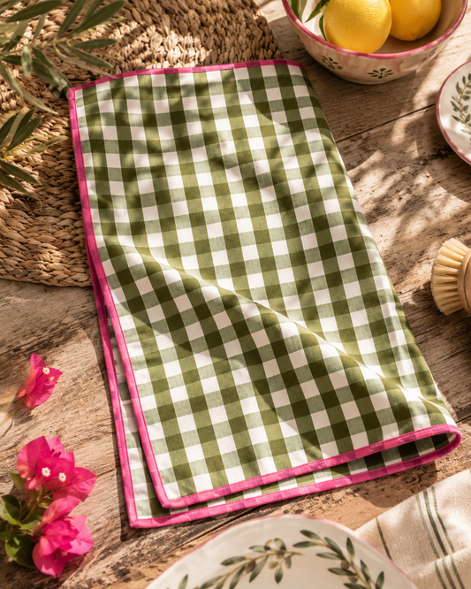 Tea Towel Green Gingham