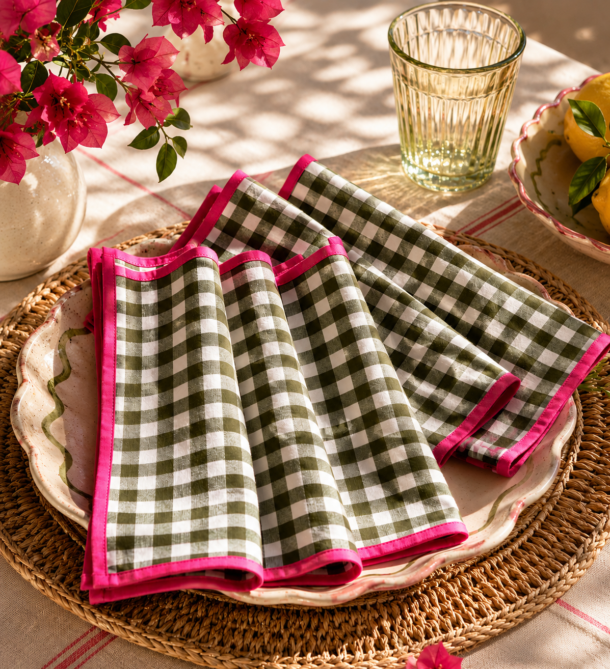 Napkins - Set of 4 - Olive Gingham