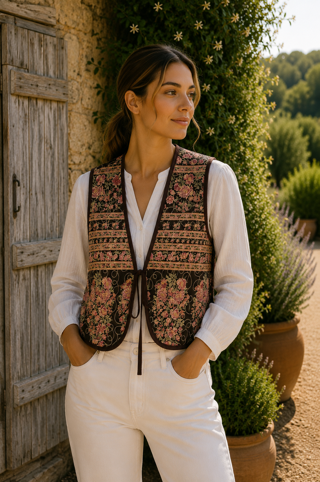 Melissa Silk Reversible Waistcoat L - 077