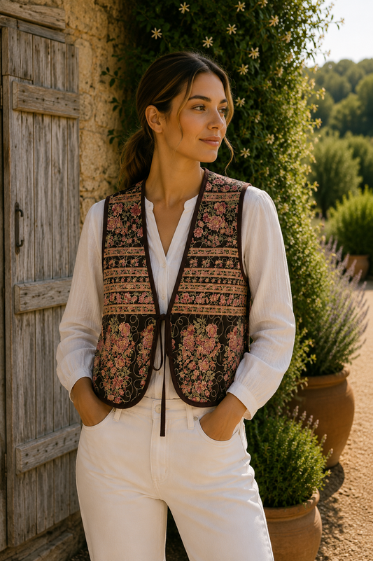 Melissa Silk Reversible Waistcoat L - 077