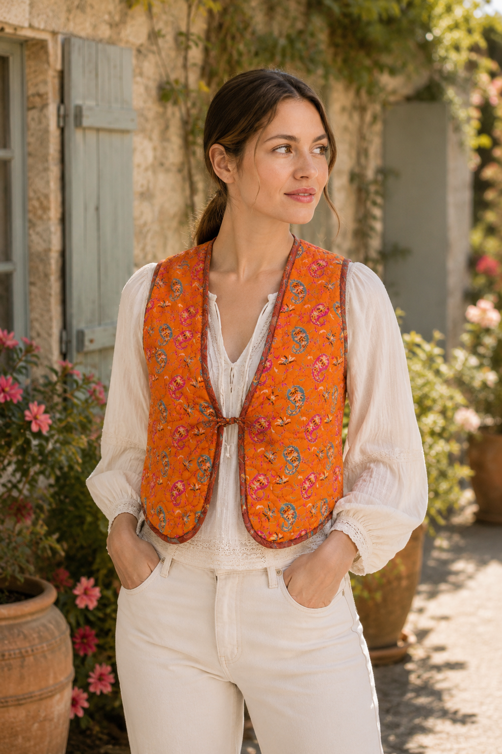 Melissa Silk Reversible Waistcoat  M - 009