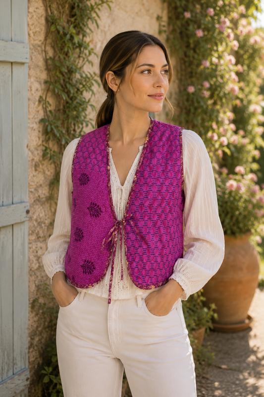 Melissa Cotton & Silk Reversible Waistcoat L - 037