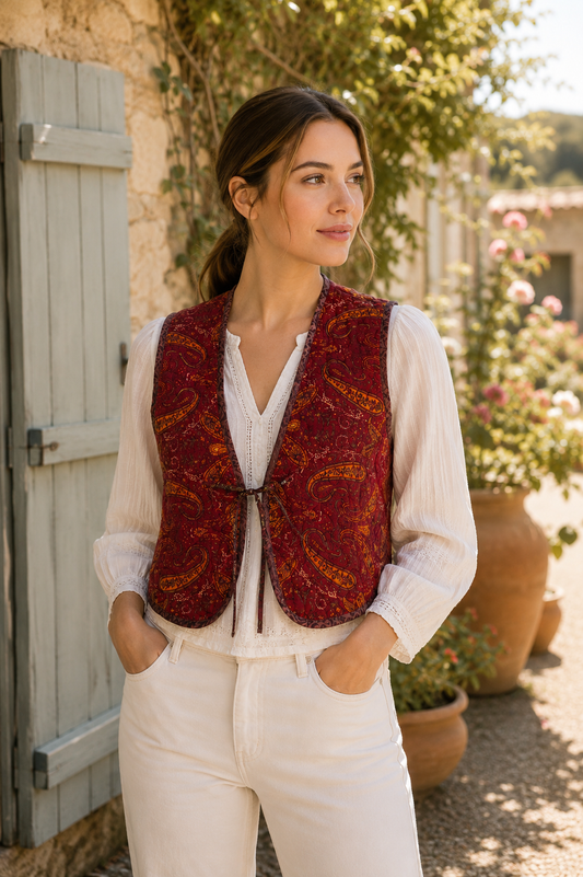 Melissa Cotton & Silk Reversible Waistcoat M - 054