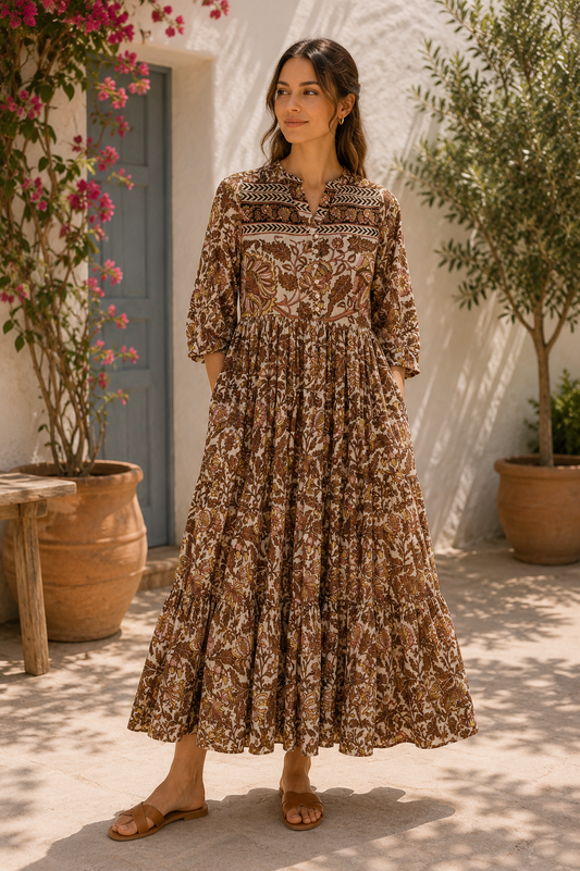 Prairie V-neck Silk Dress XS - 001