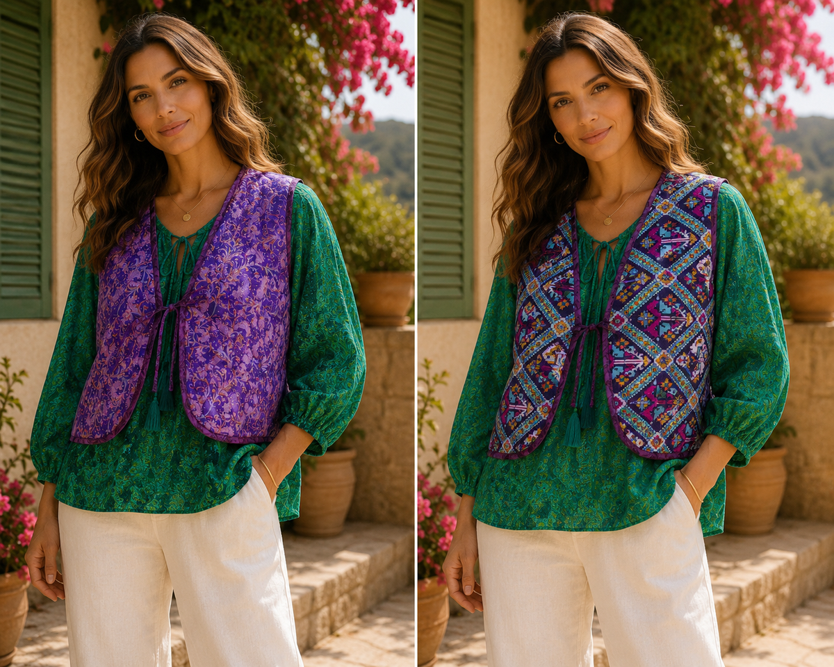 Melissa Silk Reversible Waistcoat M - 007
