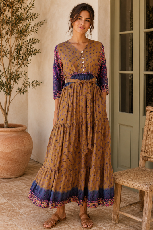 Prairie V-neck Silk Dress XS - 0003