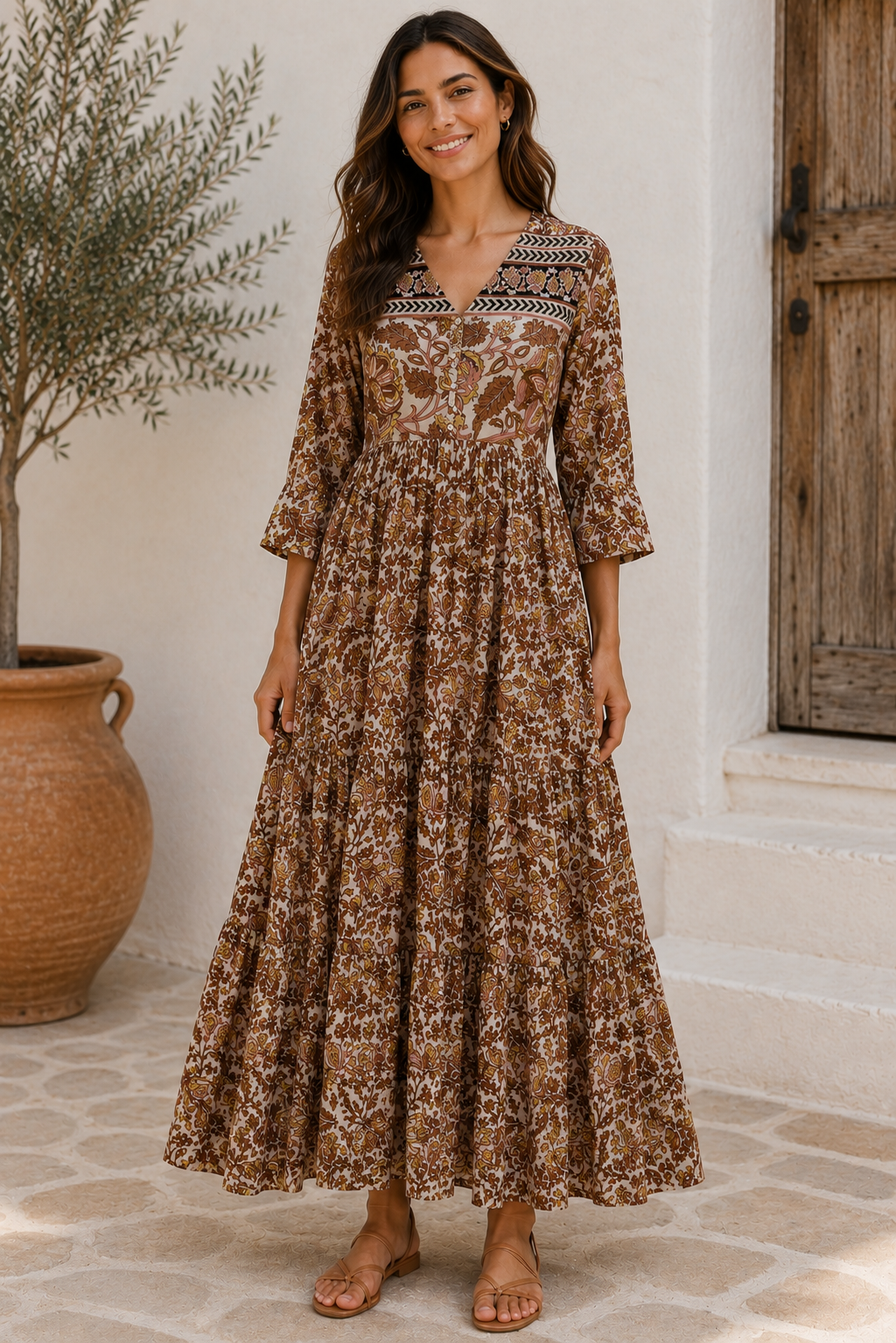 Prairie V-neck Silk Dress XS - 001