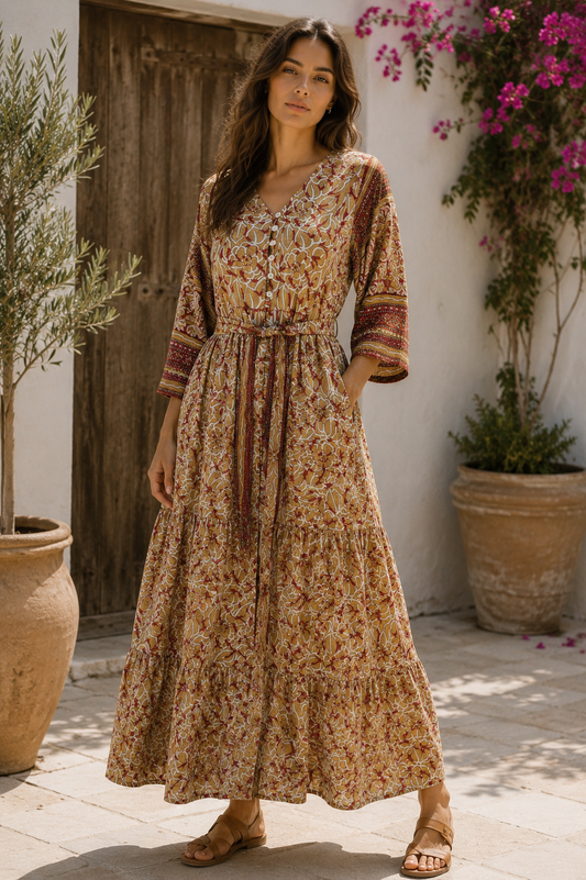 Prairie V-neck Silk Dress S - 009