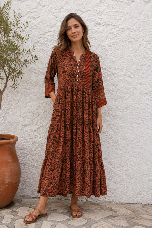 Prairie V-neck Silk Dress S - 028