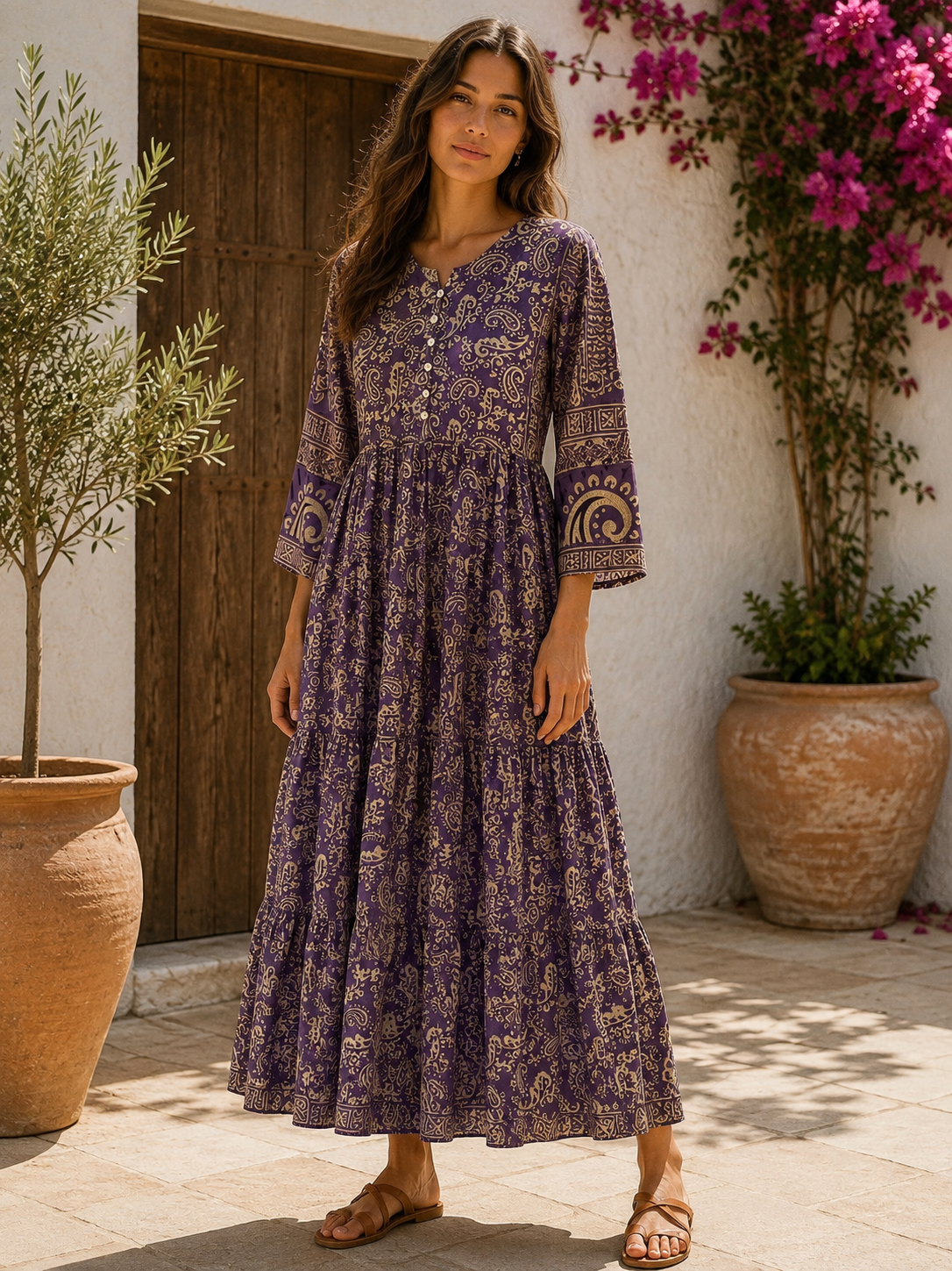 Prairie V-neck Silk Dress S - 0011