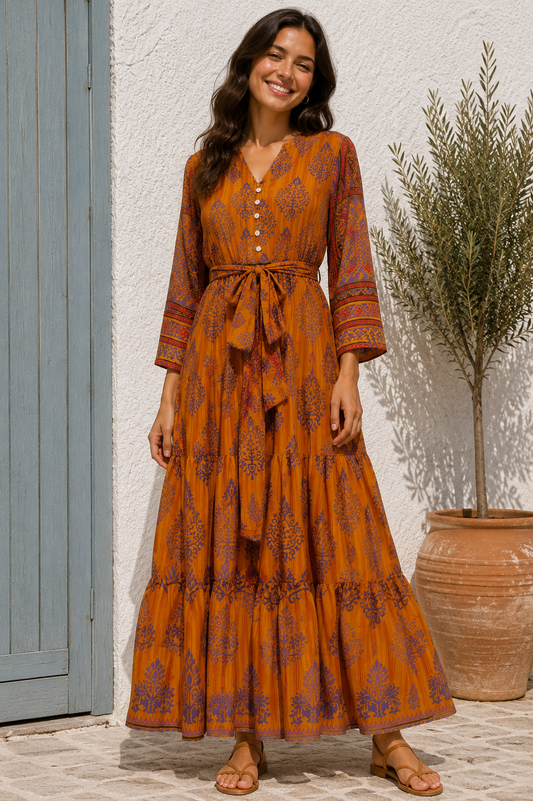 Prairie V-neck Silk Dress S - 0037