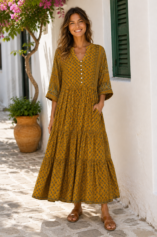 Prairie V-neck Silk Dress S - 064