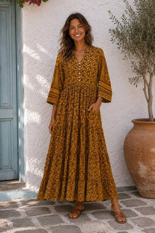 Prairie V-neck Silk Dress M - 024