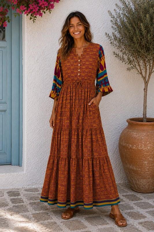 Prairie V-neck Silk Dress M - 009